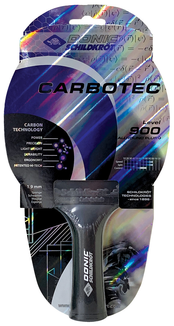 Racchetta Da Tennis Tavolo Donic-Schildkröt CarboTec Con Carbonio, Impugnatura Concava, Spugna 1.9 Mm - Per Gioco Veloce E Offensivo, Livello 7000
