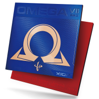 Xiom Omega VII Pro - Produktbild mit Belag und Verpackung